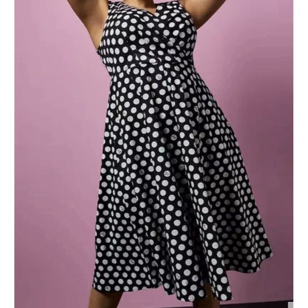 Torrid Betsey Johnson Black And White Polka dot Poplin Fit And Flare Size 3